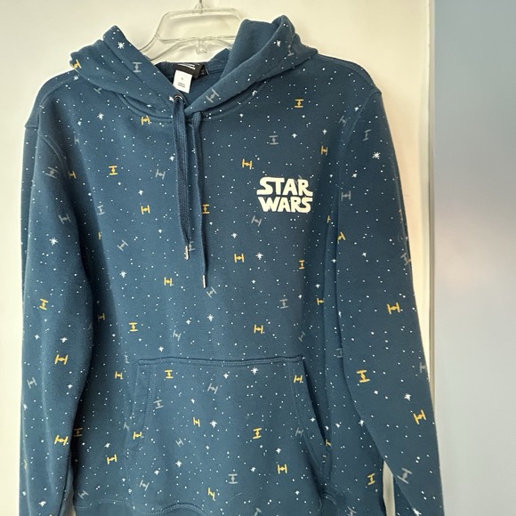 Star Wars All Over Graphic Print Dark Blue Stars & Ships Unisex Hoodie Large - Picture 2 of 15